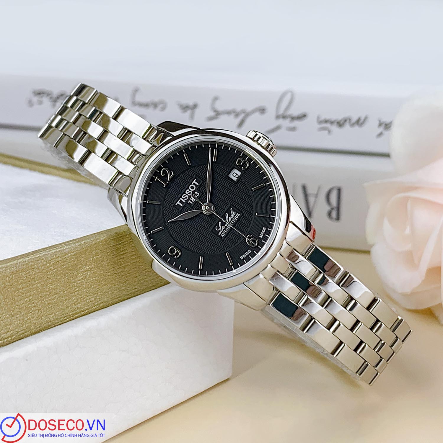 Tissot Le Locle Automatic Small Lady Black Dial Silver Steel Strap Watch For Women - T41.1.183.53